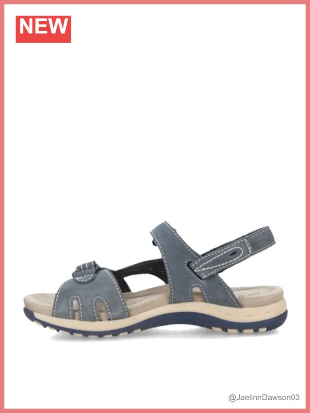 Earth Origins Sophie Women's Leather/Suede Sandals with Hook & Loop Straps,